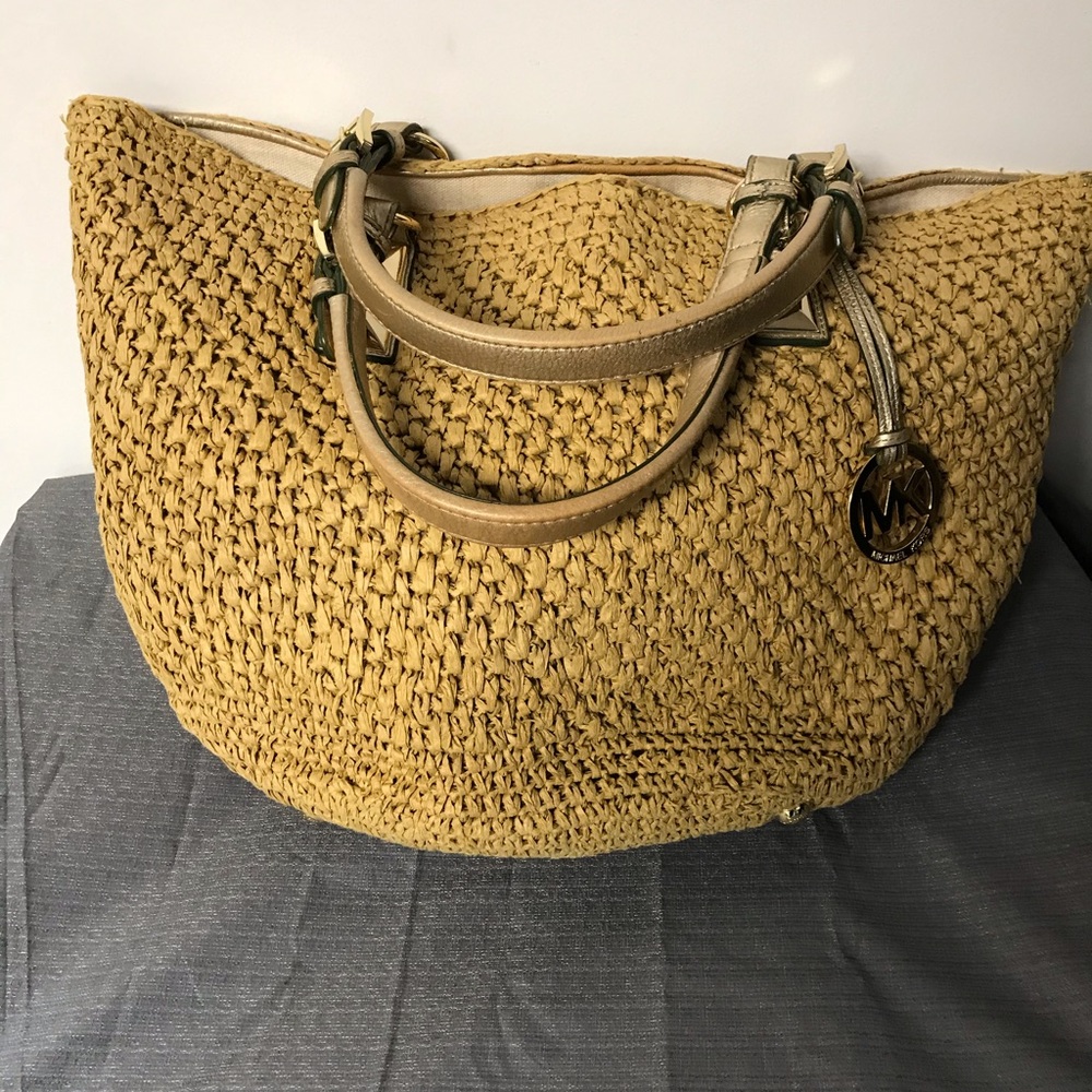 Michael Kors straw tote purse